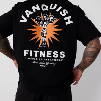 Gym Sports T-shirt Men's Summer Trend Fashion Fitness Training Short Sleeves Loose and Comfortable Pure Cotton Men's Clothing 1