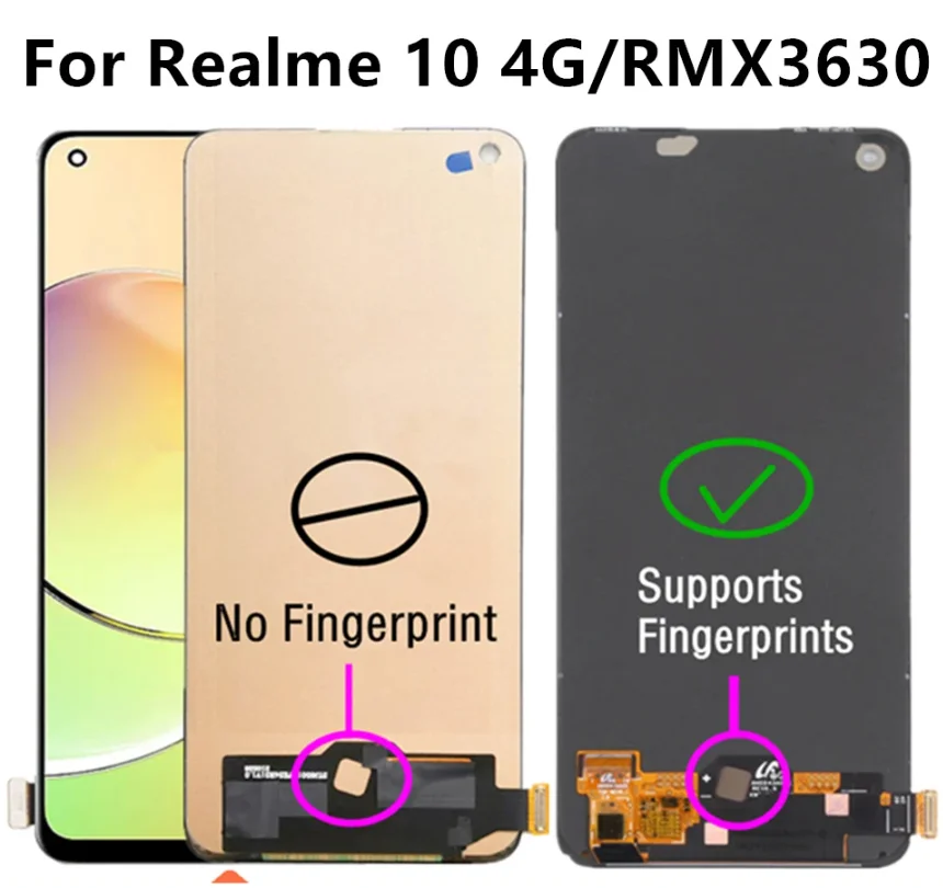

ЖК-дисплей 6,4 дюйма AMOLED и TFT для Realme 10 4G RMX3630, ЖК-дисплей, сенсорный экран, дигитайзер, сменная панель в сборе