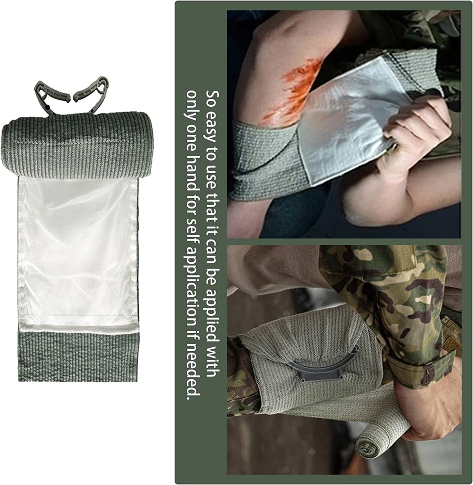 Israeli Bandage 4/6 inch Hemostatic Compression Bandages Double Vacuum Sealed Emergency Pressure Trauma First Aid Kit IFAK 5