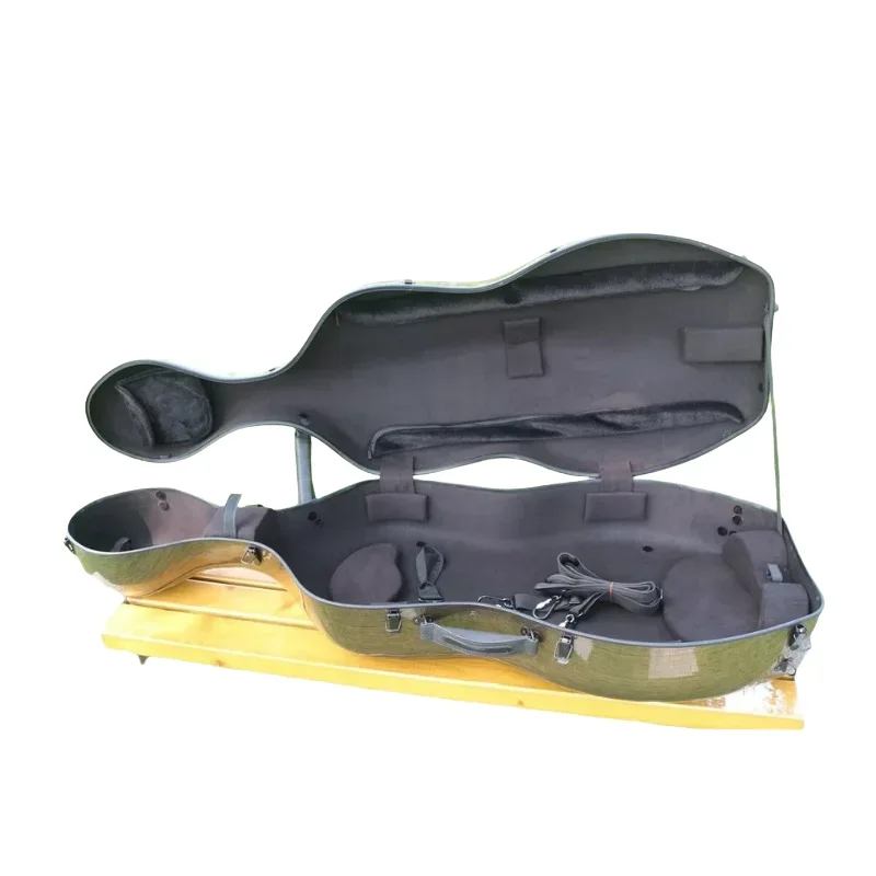 4/4 New Cello Case Carbon Fiber Cello Box Protect carry strap & 2 Wheels sturdy and lightweight Durable #US