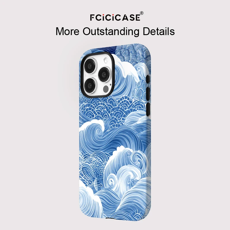 Shockproof Sea Wave Back Cover with MagSafe Compatibility