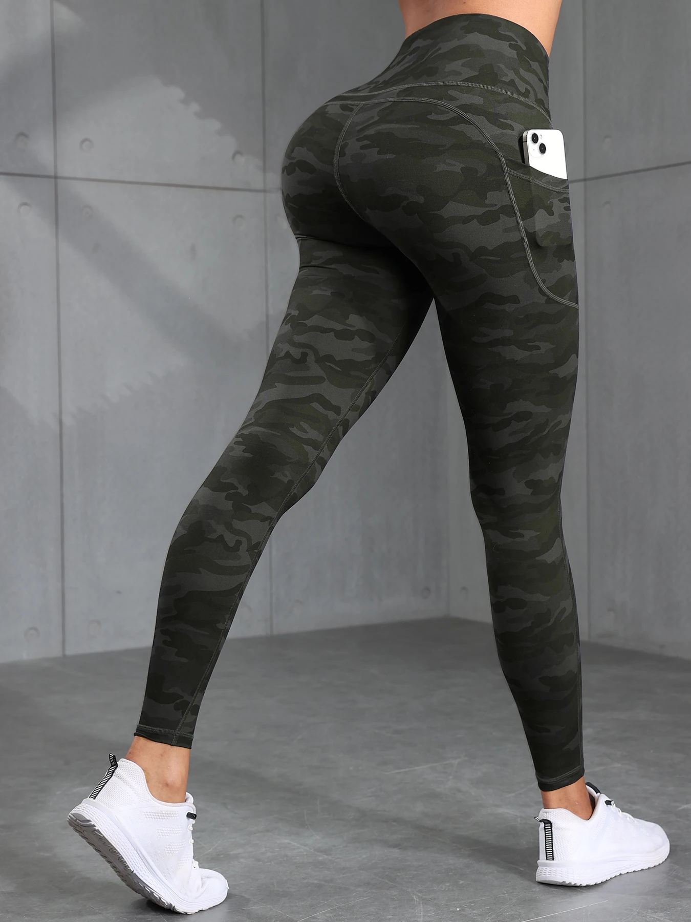 NORMOV Camouflage Gym Leggings Women Casual Skinny Stretch High Waist Leggings Women Exercise Pockets