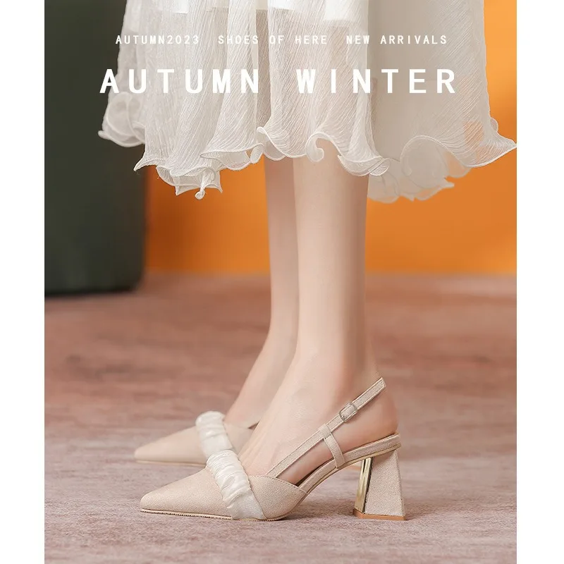 Pointed Toe Women Shoes New Retro Sexy Single Shoes Women Bow Fashion High Heels Gentle Women Sandals Women Pumps 41-180