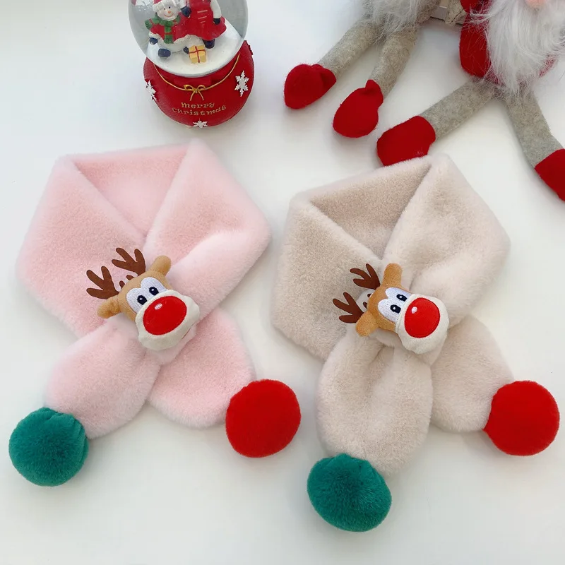 3-8Years Children's Scarves Autumn Winter Korean Style New Baby Scarfs Boys Girls Winter Cute Velvet Warm Christmas Baby Scarf