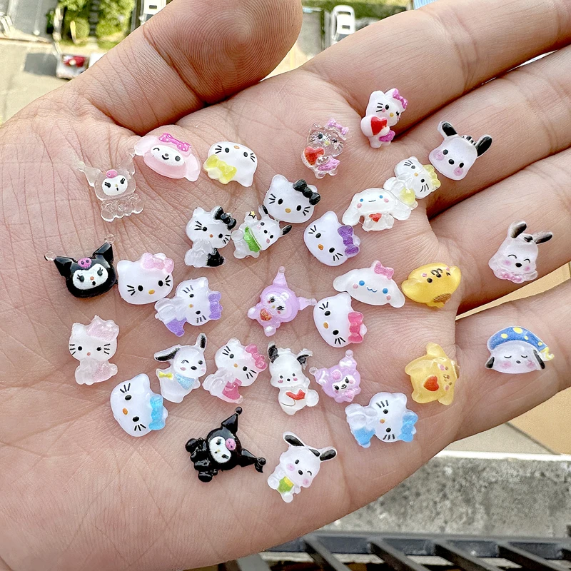 Sanrioed Hello Kitty DIY Nail Art Jewelry Decor Kawaii Kuromi Charms For Manicure DIY Nail Parts Rhinestone Toy Gift for Girls 4