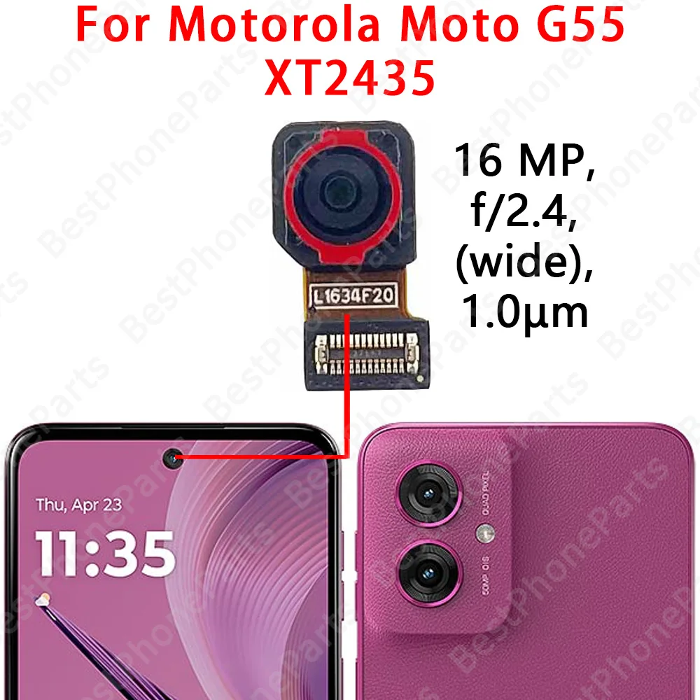 모토로라 모토 G55 5G XT2435 메인 카메라 모듈 플렉스 케이블 교체 부품용 전면 셀카 및 후면 카메라