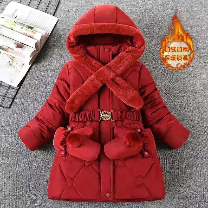 Girls Parka Long Coats Winter Waterproof Fur Collar Hooded Jackets Big Kids Thick Warm Cotton Outerwear Teenage Snowsuit