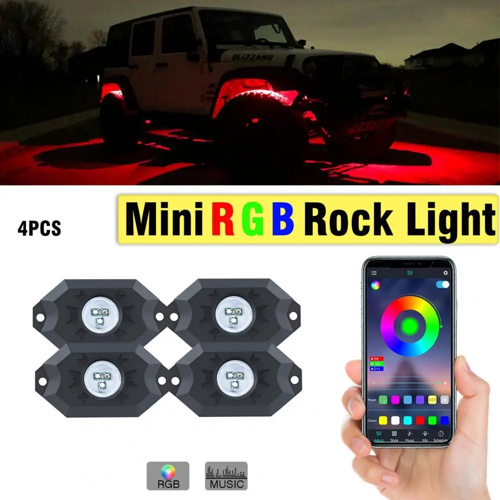 Car RGB Underglow Light LED Strips Decorative Ambient lamp APP/Remote Control Underbody System Chassis Neon Light Waterproof 12V