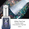 KODIES GEL Aurora Sparkle Top Coat Glitter Gel Nail Polish 2 IN 1 Chrome Pigment Shine Gel Finish Sealer Color Topcoat Nails Art 2
