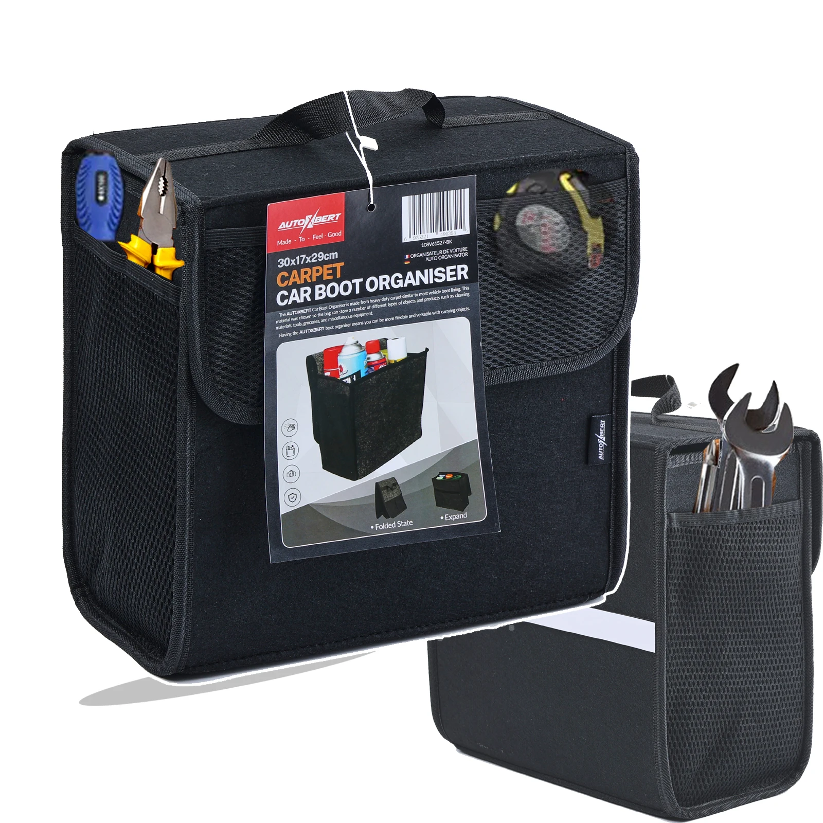 Organizer universale per bagagliaio dell'auto organizzatore per bagagliaio automatico borsa per scatola portaoggetti borsa per attrezzi antiscivolo in feltro portatile accessori per Auto pieghevoli