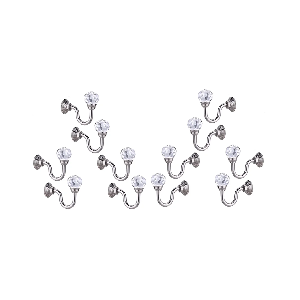 

12Pcs Retro Crystal Glass Curtain Holdback Wall Tie Back Hook Hanger Holder Drawer Handle Curtain Accessories Hanger