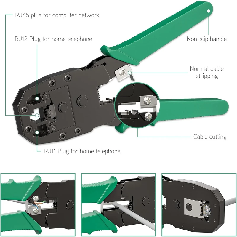 13 in 1 Network Tool Kit for CAT5, CAT6, RJ11, RJ45. Ethernet LAN Crimper Punchdown Coax Stripper Module Holder And More