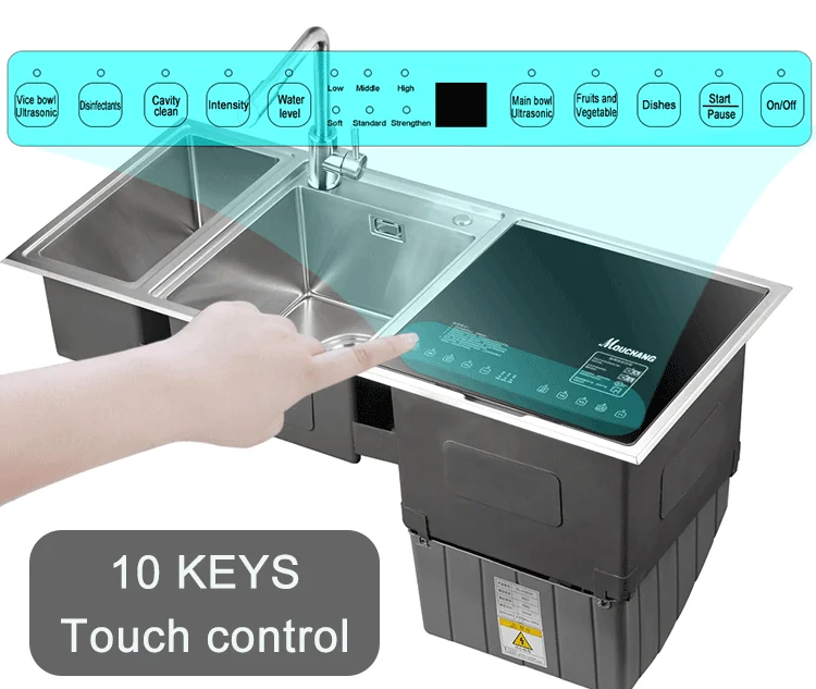 Easy-to-operate Countertop Stainless Steel Double Bowl Kitchen Sink Dishwasher With Drying Rack 4