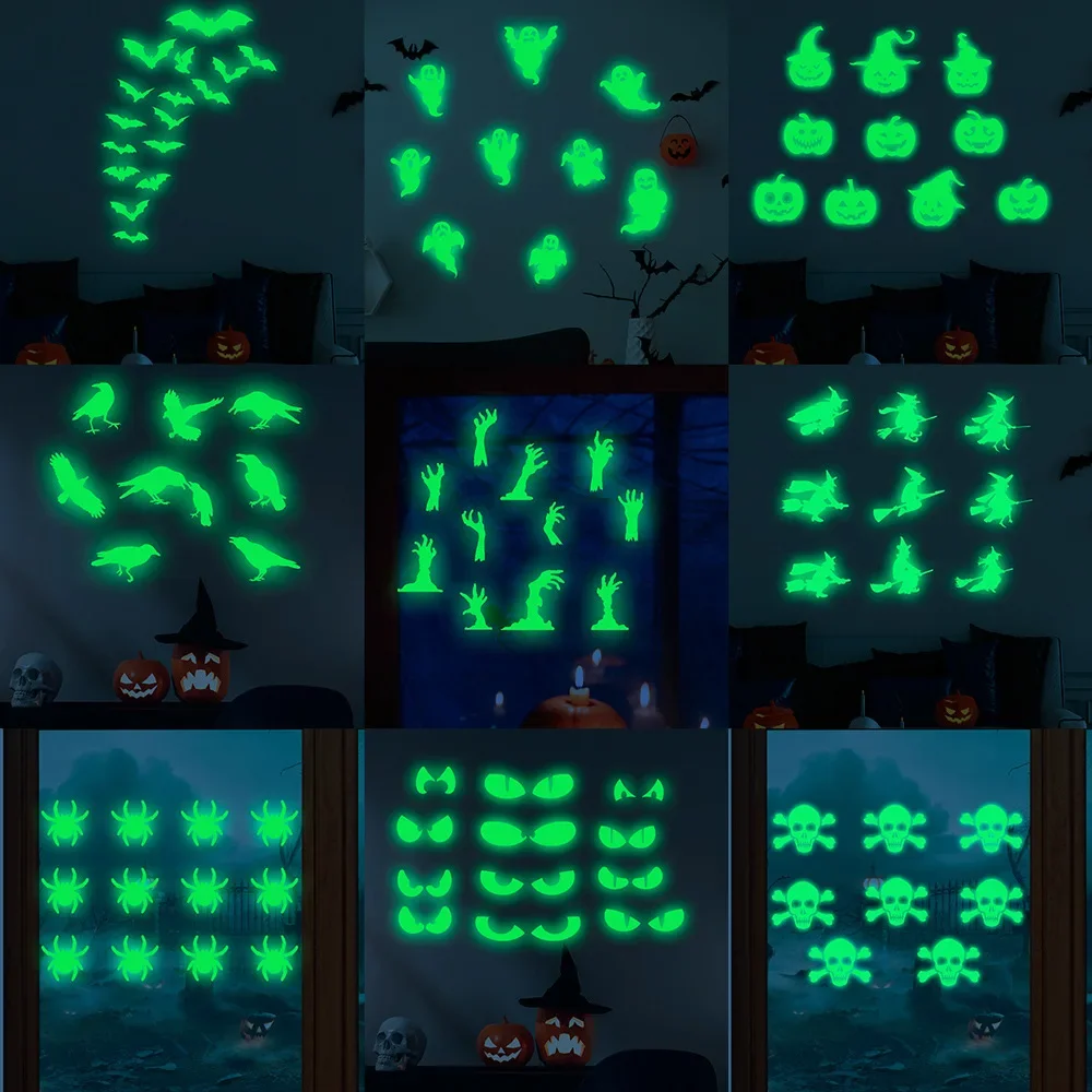 Halloween Decorations Halloween Luminous Wall Decals Glowing in The Dark Eyes Window Sticker for Halloween Decoration for Home Party Supplies