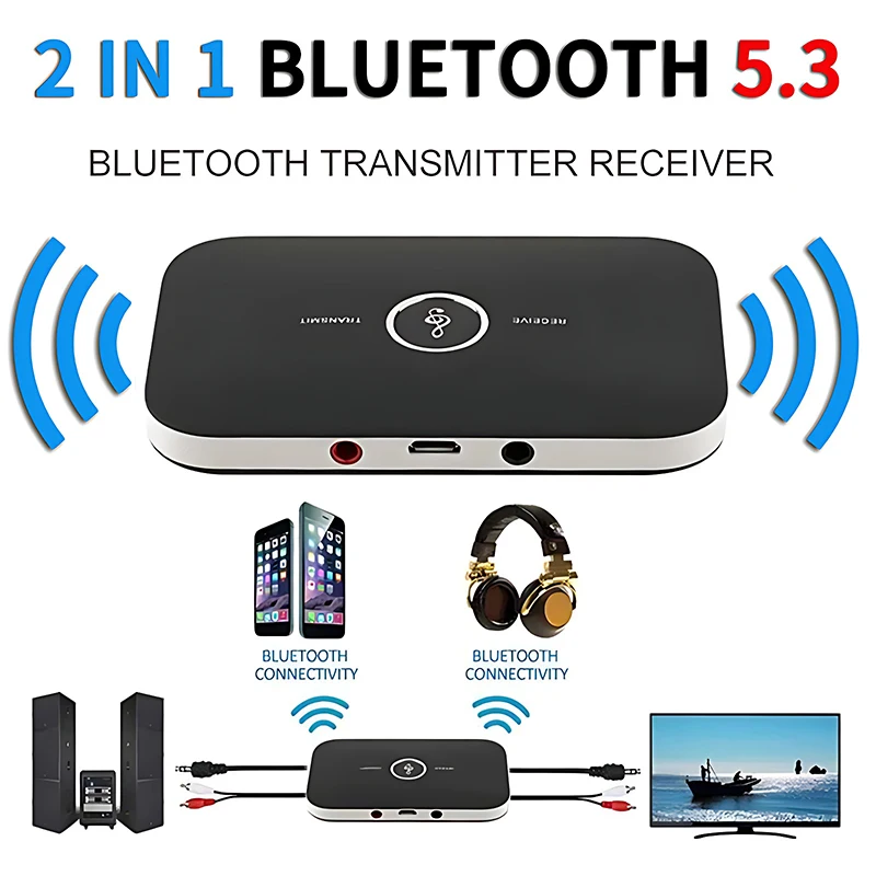 Bluetooth 5.3 Audio Transmitter Receiver RCA 3.5mm AUX Music Wireless Adapter 600mAh Battery For Car Computer TV Headset PC bluetooth adapter,bluetooth audio receiver,bluetooth transceiver adapter,audio adapter,bluetooth aux adaptor,wireless guitar transmitter receiver