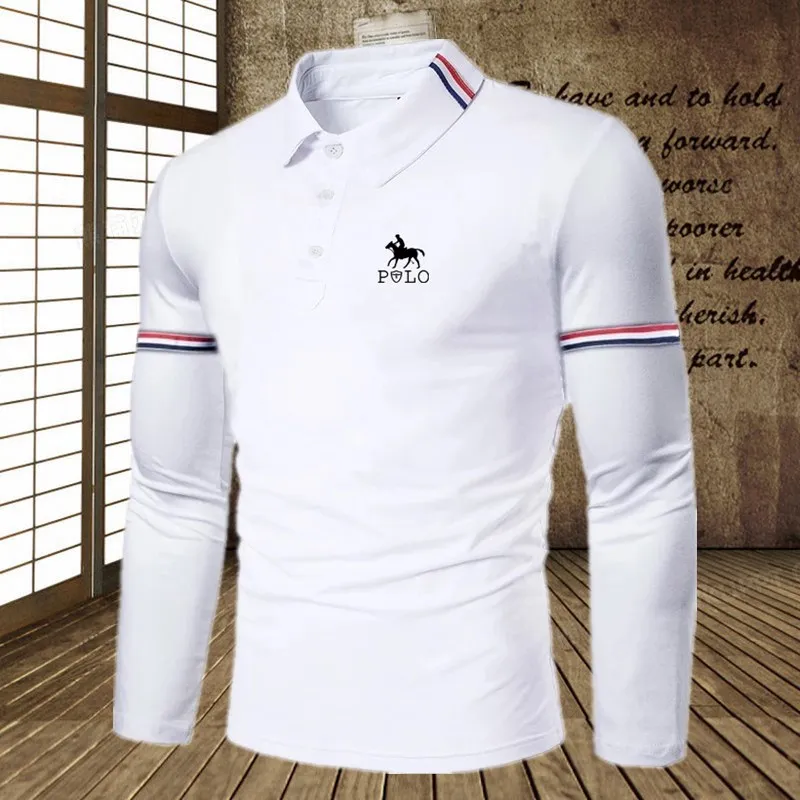 S3fd820d3e0c64b3d959f8fc82bbba336Q Autumn men's long sleeved polo shirt casual men's social polo shirt luxury golf shirt men's clothing