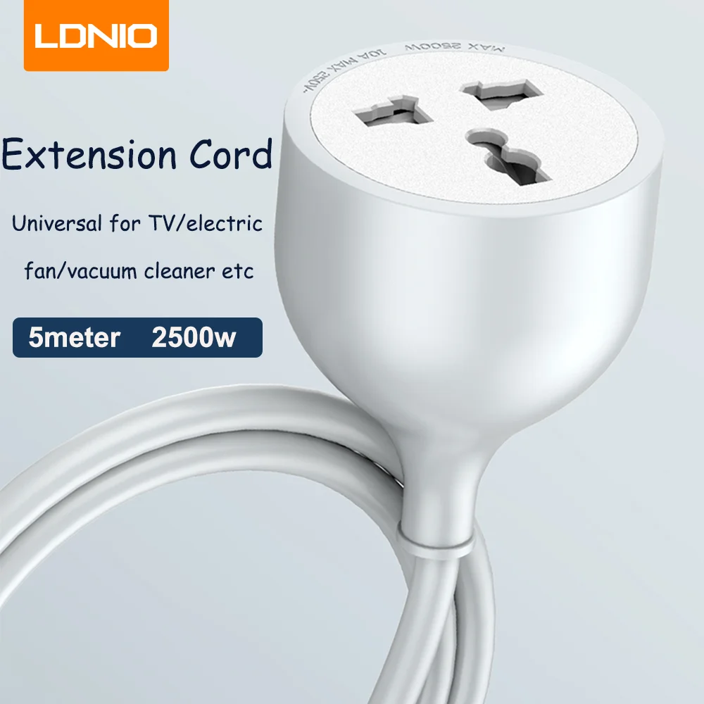 LDNIO 5m Power Strip Extension Cord Universal Outlets 2500w Indoor