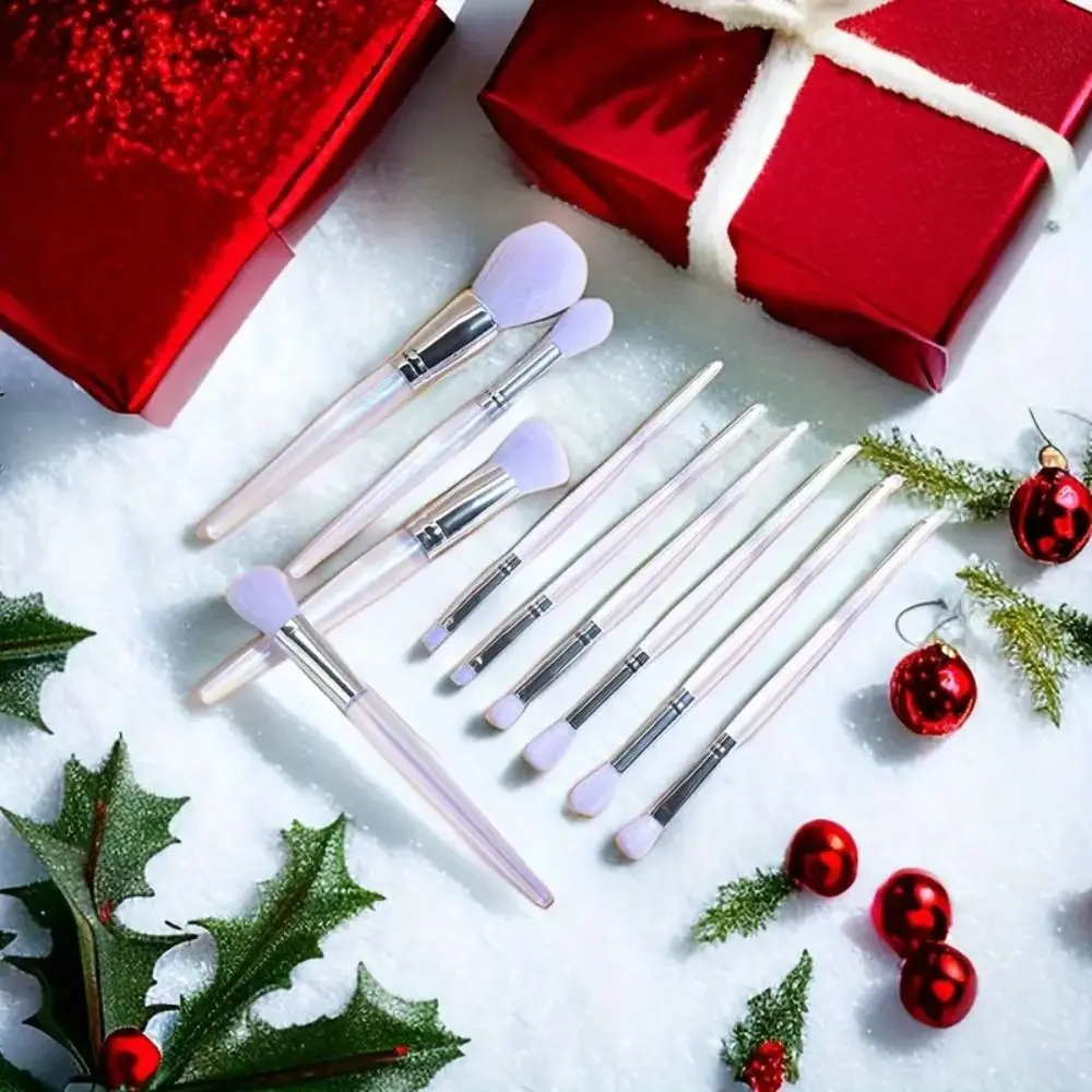 

10pcs Transparent Face Eye Makeup Brush Set Acrylic Purple Concealer Blending Makeup Brush Set Soft Brushes Crystal Handle