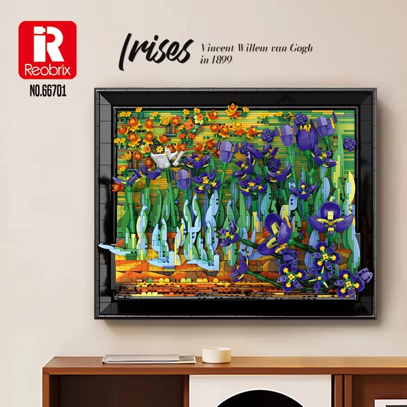 3480PCS 아이리스 꽃 빌딩 블록 세트 3D 입체 데스크탑 장식품 벽걸이 모델 성인 휴일 선물 장난감