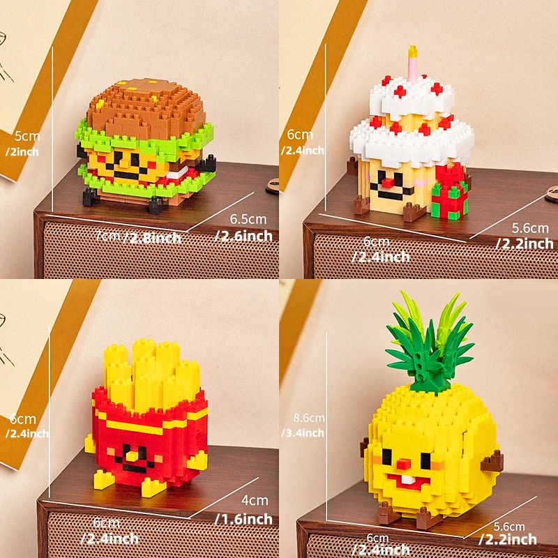 Food styling, mini building block toys, fruit stacking, desktop decoration, collection, collage, cute models, Christmas gifts 3