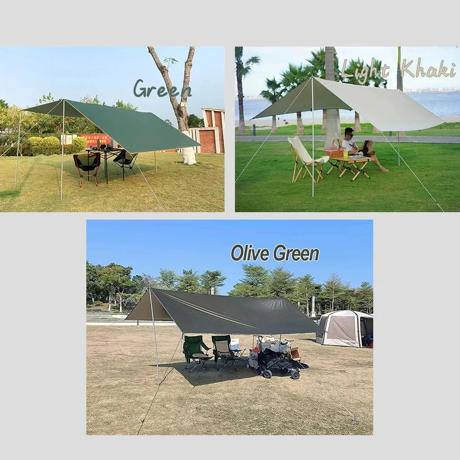 Waterproof Tarpaulin Waterproof Tarp Tarpaulin Rain Cover Ultralight Tarp 5x3m 4x3m Tarp With Support Pole Rope Peg Waterproof Awning Tent Shade Garden Sunshade Outdoor Camping Sun Shelter Beach Hammock