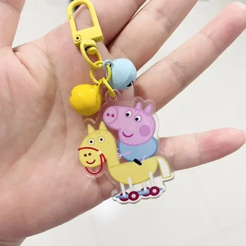 Kawaii Peppa Pig George Pig Keychain Anime Acrylic Cartoon Cute Couple Small Pendant Accessory Keychain Schoolbag Birthday Gift