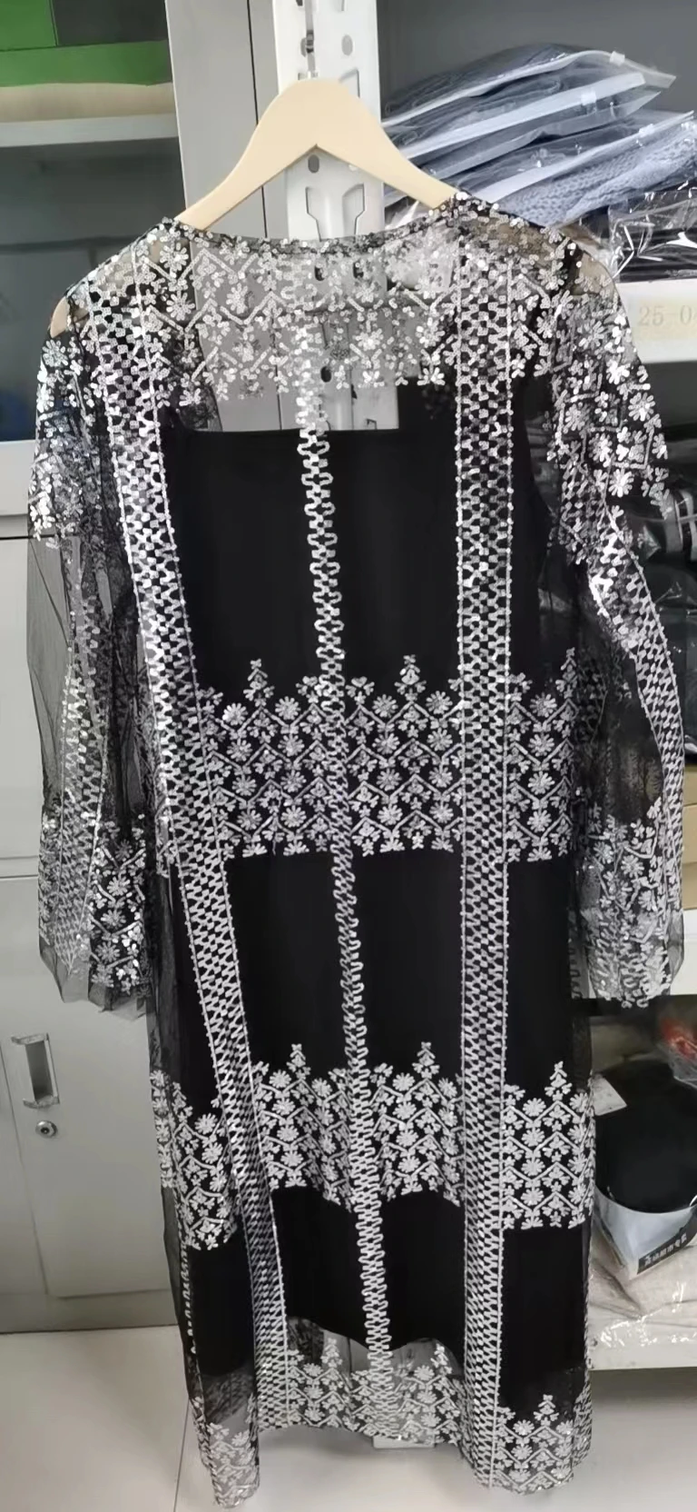 QNPQYX Ramadan Kaftan Evening Dress Dubai Muslim Luxury Abaya High Class Sequins Embroidery Lace Islam Kimono Women Black Maxi