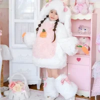 Children's Fashion Rabbit Plush Set with Bow Elements Winter New Cute Long Eared Hat Sweater Shorts Leg Set Rabbit Baby 2