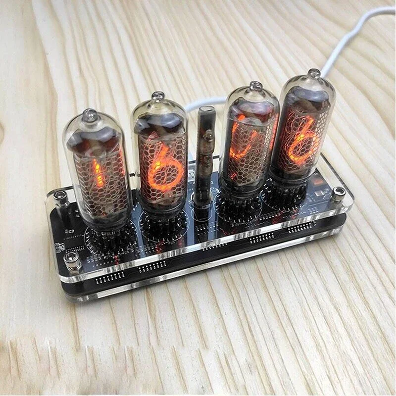 

LED Backlight Alarm Clock, 4 Digit In-8 Glow Tube, Nixie ClockTube Clock, Desktop Clock, LED Controller