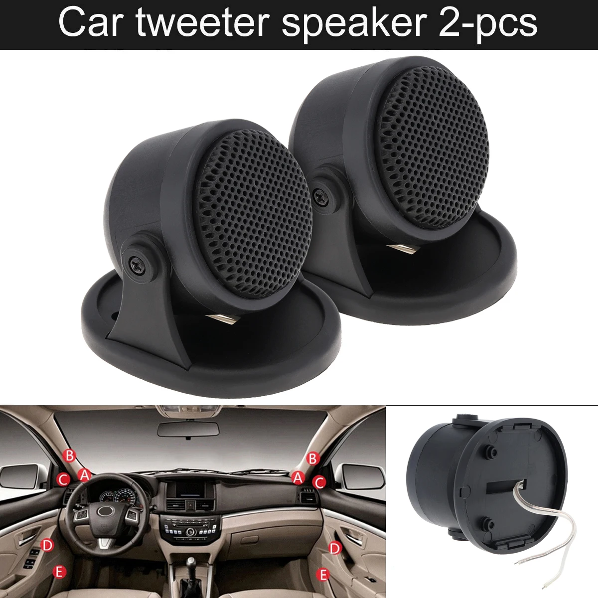 

2pcs 20W Mini Dome Tweeter Speakers Auto Dashboard Loudspeaker Door Music Audio Player for Car Motorcycle Audio System