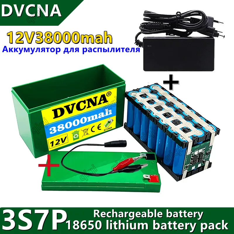 

New12V 3S7P lithium-ion battery pack 38000mAh,large capacity,for electric scooter,outdoor lighting,sound storage battery+charger