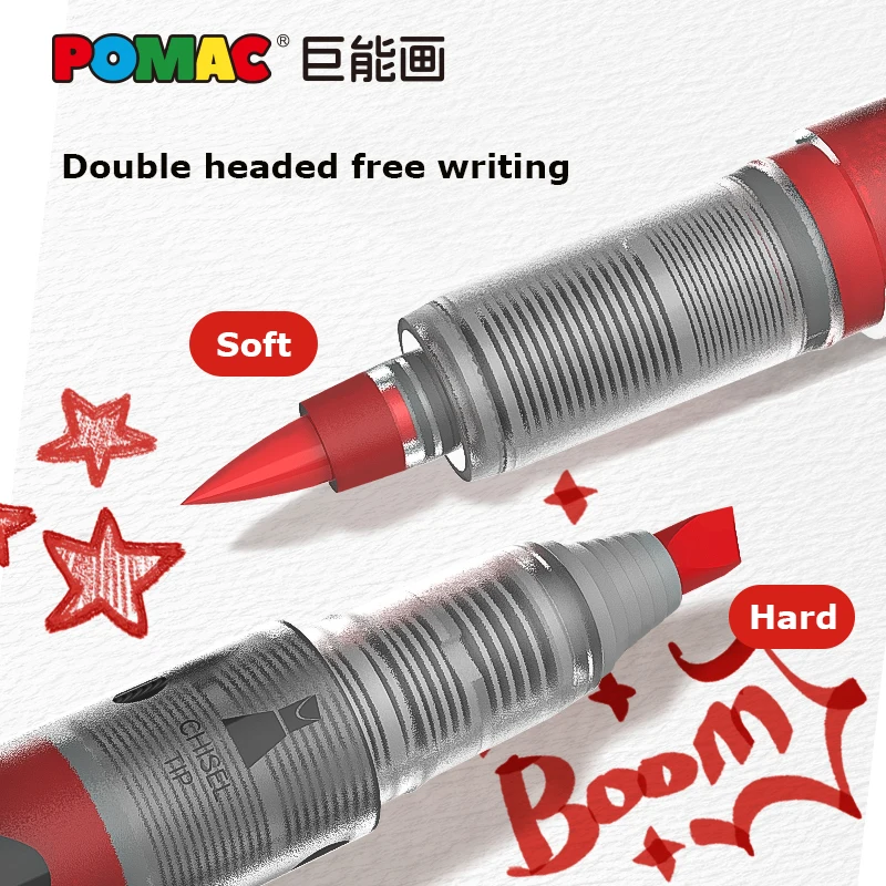 POMAC 이중 지적 아크릴 마커 펜 세트, 직접 액체 유형 잉크 기술, 무독성 수성 그리기 낙서 아트 컬러 펜