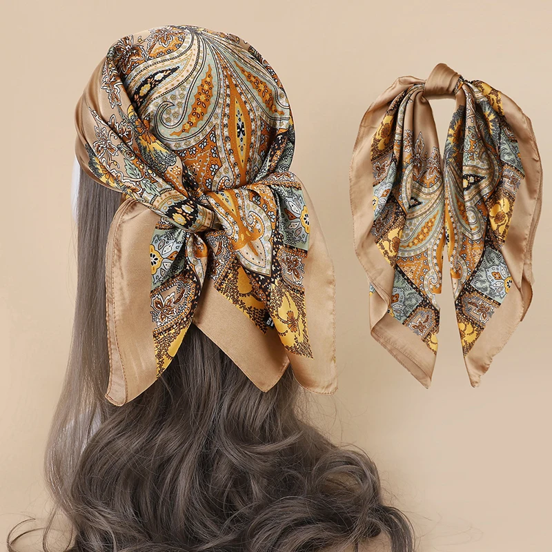 Luxury Silk Head Scarf - Soft Summer Foulard Bandana for Women