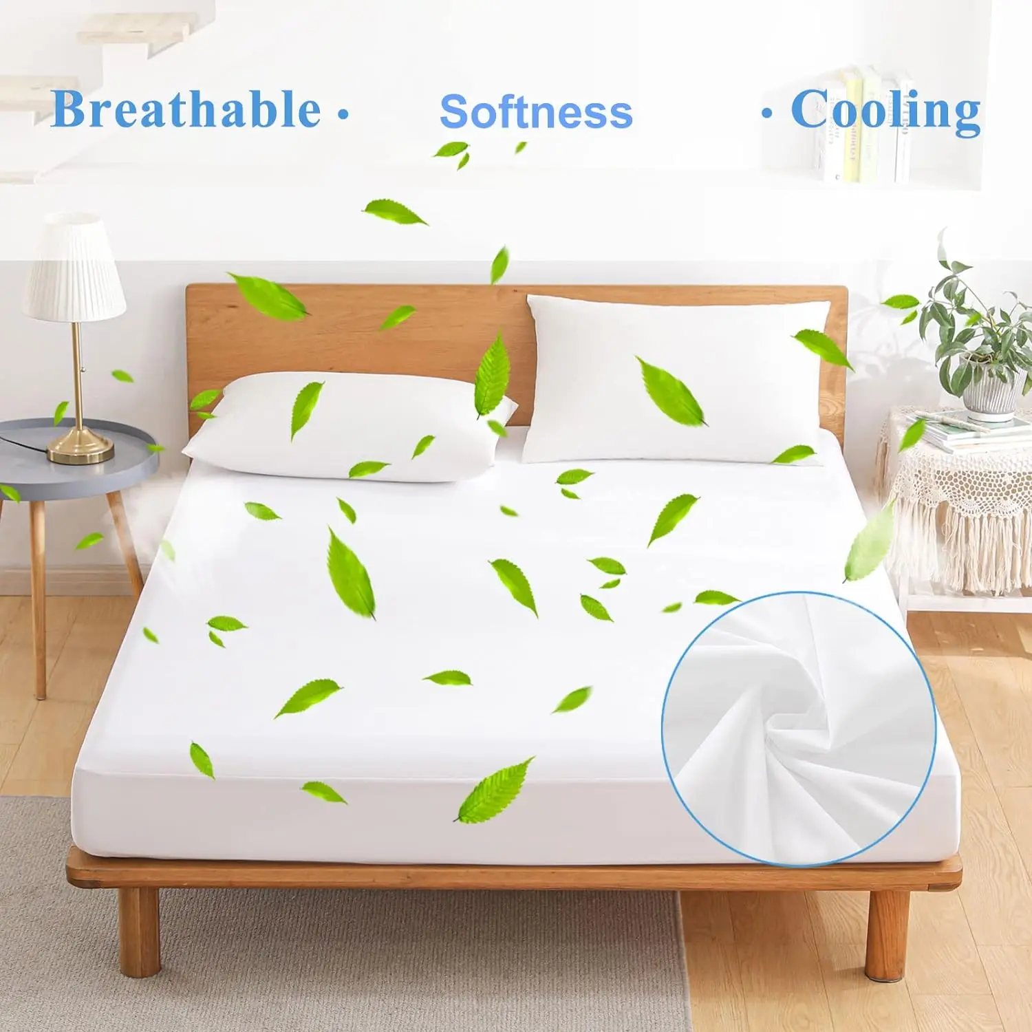 S3fd89ebdae8b49a09bf3d76840cd3698J Waterproof Mattress Protector - Fitted with Stretchable Pockets - Machine Washable Cotton Mattress Cover for Bed Mallzona