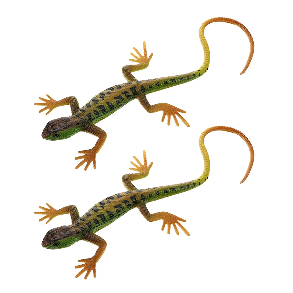 

2 Pcs Tricky Toys Fake Lizard Model Kids Educational Playthings Party Tool Plastic Spoof Artificial Animal