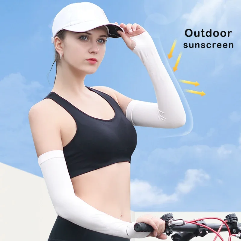 1 Paar Armabdeckungen aus Eisseide, Sonnenschutz, Unisex, Ellenbogenabdeckung, Outdoor, Radfahren, Laufen, Angeln, Fahren, coole Anti-UV-Armstulpen – Detail 3