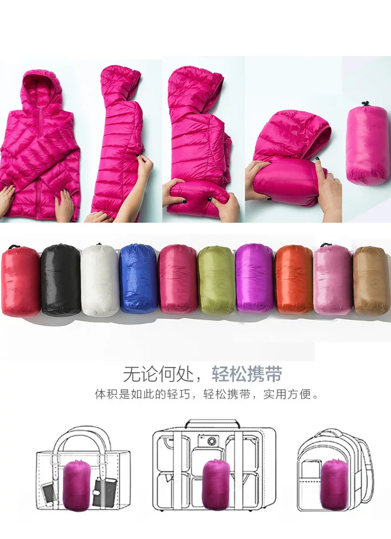 New Women Thin Down Jacket White Duck Down Ultralight Jackets Autumn and Winter Warm Coats Female Portable Outwear 2023