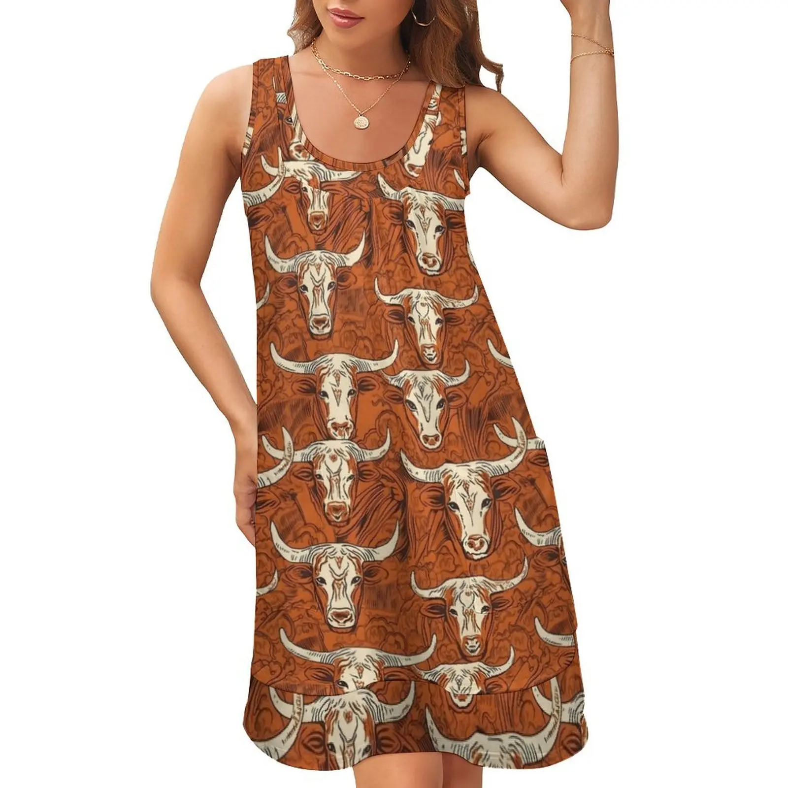 

Texas Longhorns Sleeveless U-Neck Fake Two Piece Dress elegant party dress for women 2024 womens dress Evening gown