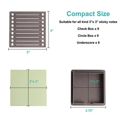 Sticky Note Holder and Organizer with Stencil Dispenser - NONE (Gray)