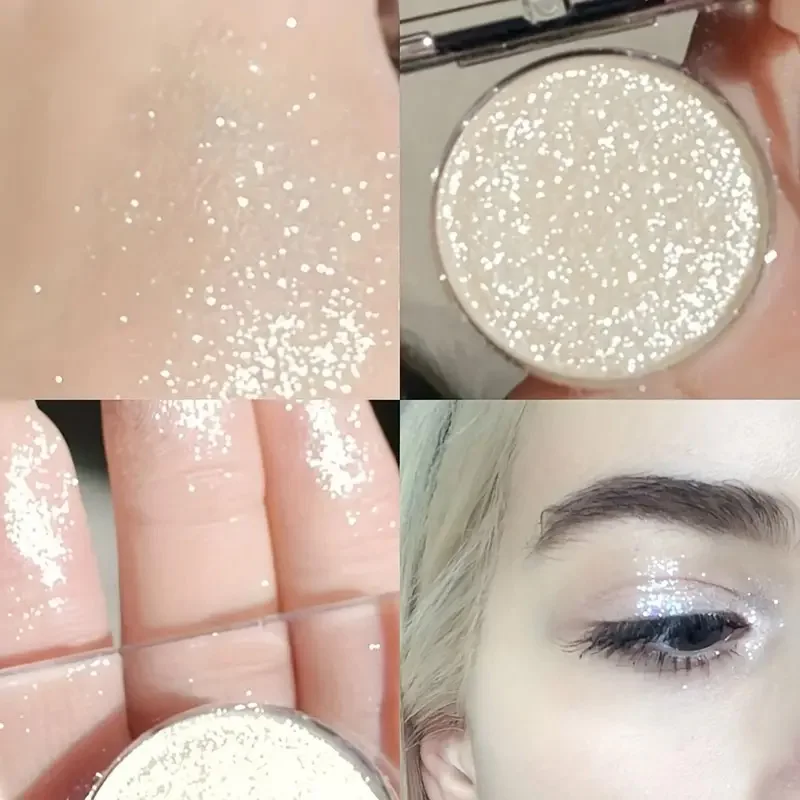 Glitter eyeshadow, single highlighter, highlighter shimmering powder, long lasting metallic shimmer, eyelid and cheekbone makeup 5