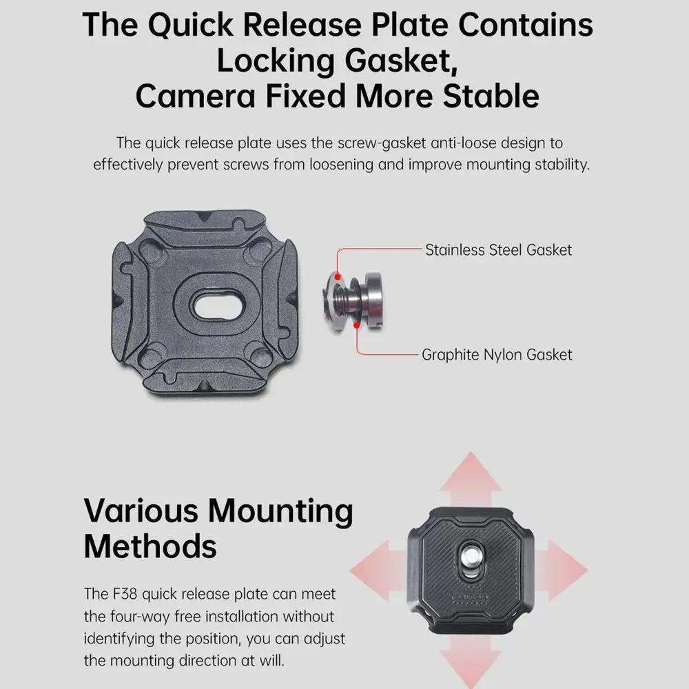 F38B3802 Quick Release Plate Kit for Backpack Straps V2,MAX. Payload 30kg Tripod