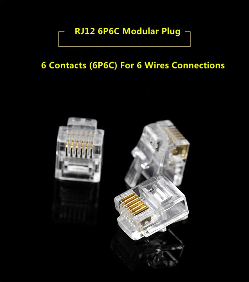 a ouro Rede Crimp Conector RJ12 6P6C