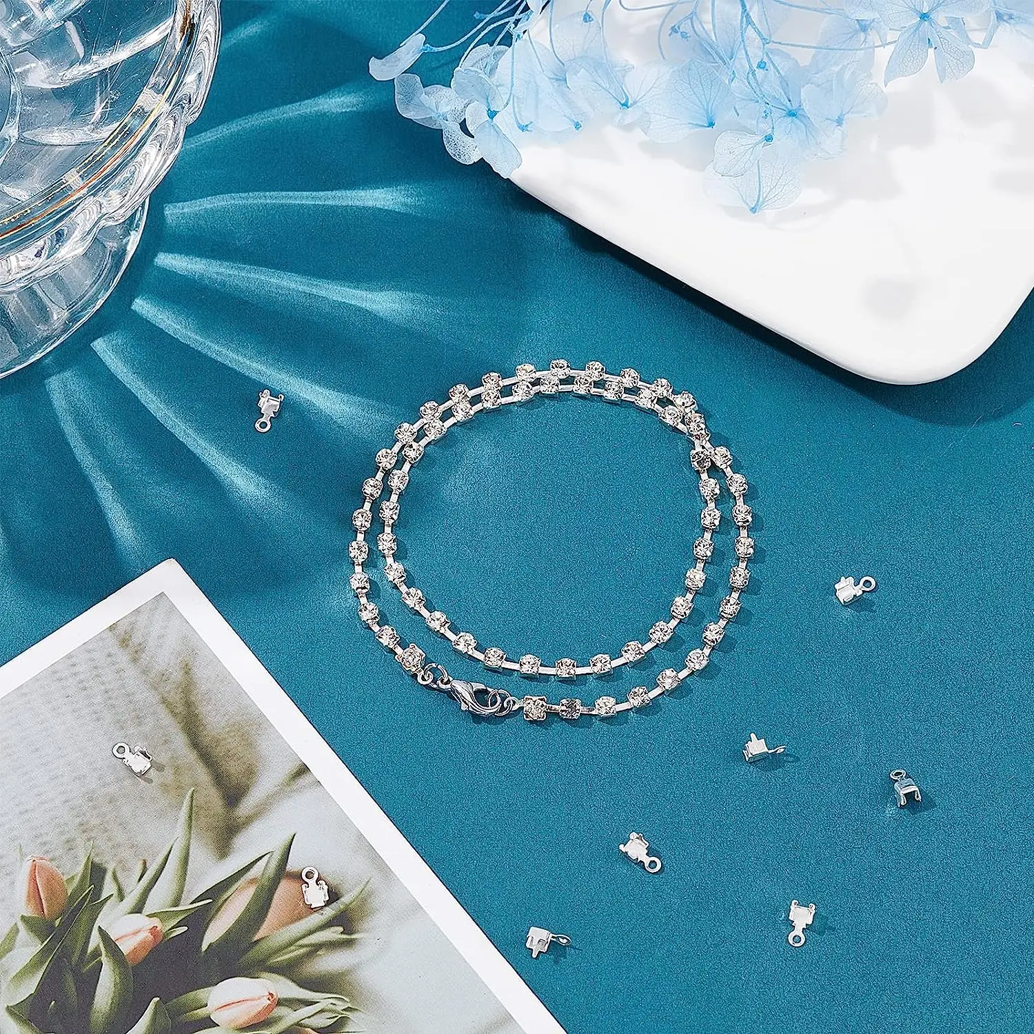 50 Stück Edelstahl Gold Cup Kette Crimpverbinder Endverschluss mit Schleife DIY Strass Armband Halskette Kette Schmuckherstellung – Detail 7