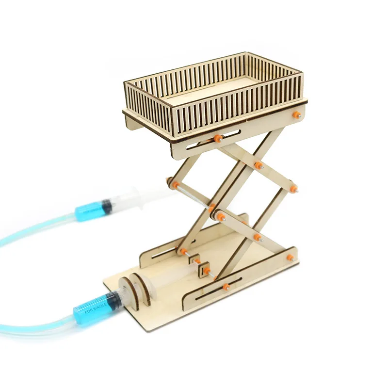 Juguetes educativos experimentales ensamblados a mano para niños de escuela primaria, elevación hidráulica de madera, tecnología de bricolaje, pequeña producción
