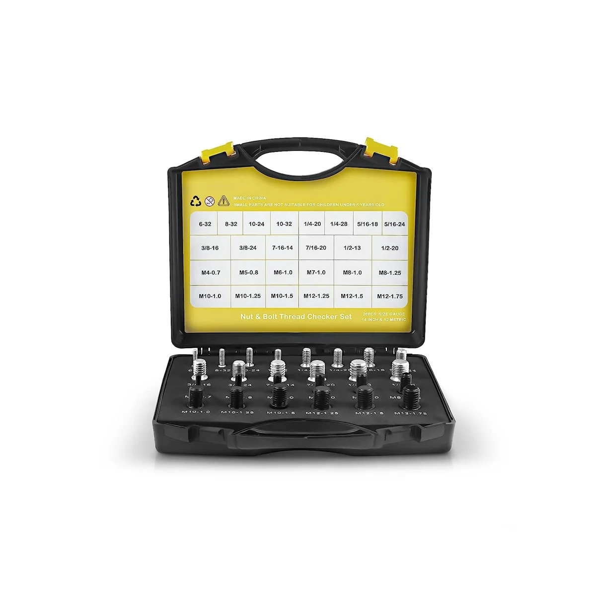 

26Pcs Nut and Bolt - Thread Gauge Suitable for Detecting Fixed Bolts or Threaded Holes in Enclosed Areas