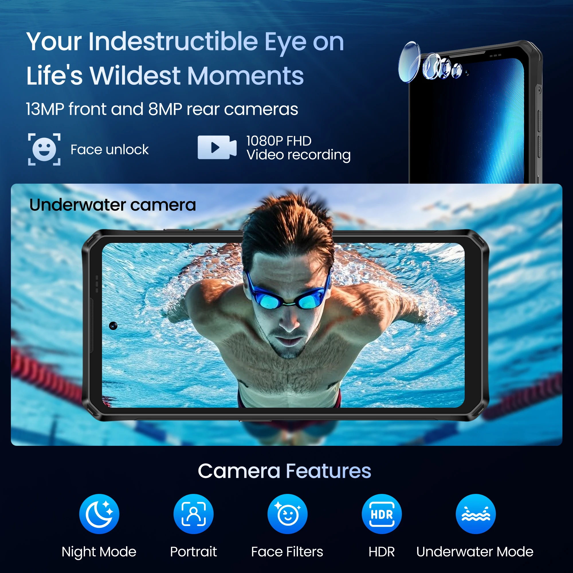 2026 LAGENIO Panther 1 Ultra-thin Rugged Smartphone Android 15 4GB+128GB Mobile Phone 13MP 5150mAh 18W 6.7 " HD 4G Cellphone NFC