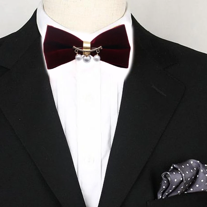 

Wedding Bow Tie with Metal Chain Rhinestones Mens Adjustable Pre-Tied Bow Tie