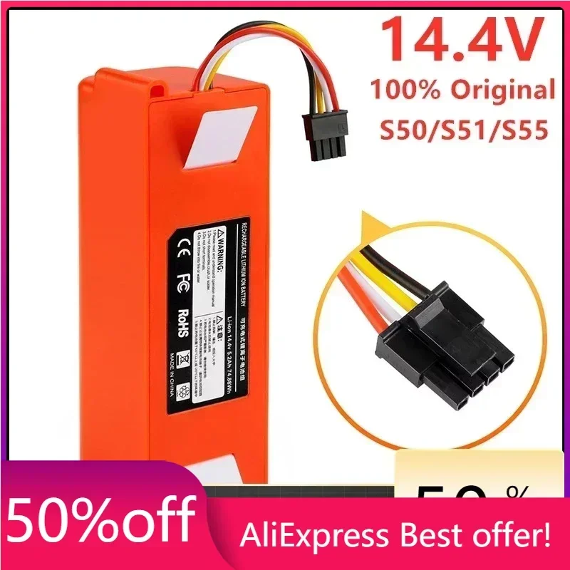 

Запасная батарея для робота-пылесоса Xiaomi Roborock S50 S51 S55, 9800 мАч