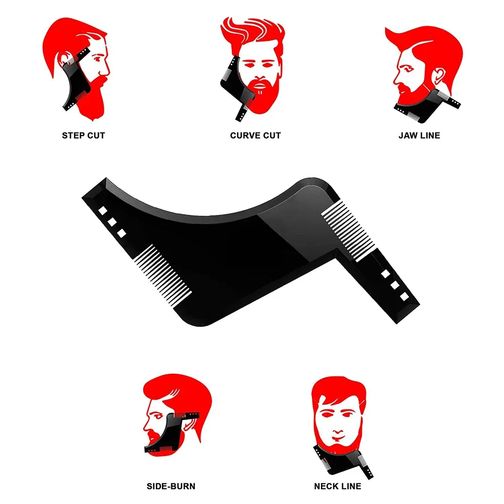 Beard Styling Shaping Template Comb Barber Tool Symmetry Trimming Shaper Stencil Beard Hair Brush Stencil Salon Styling Tools 3