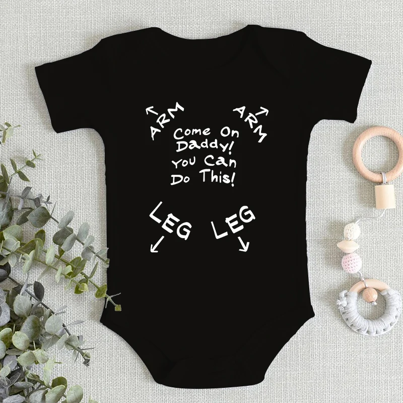 "Come One Daddy You Can Do This" Letter Pattern Newborn Bodysuits Autumn New Short Sleeve Baby Boy Girl Romper Infant Jumpsuits 1